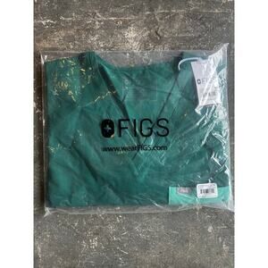 TP5. NWT FIGS HUNTER GREEN W_Catrina Contrast One pocket Scrub Top Size 4xl